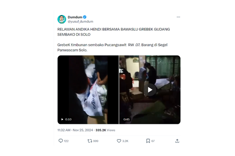 Tangkapan layar video yang diduga penggerebekan sembako