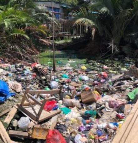 Sampah berserakan di rawa Desa Lelilef Woebulan.Foto: Sitti Anisa Ode Minggu